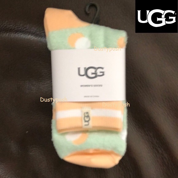 UGG Slouch Crew Socks Boot 2 Pair Peach Red White Cozy Womens Soft Christmas - Picture 3 of 7